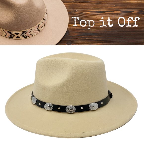 Accessories - Western Boho Metal Band Classic Panama Hat